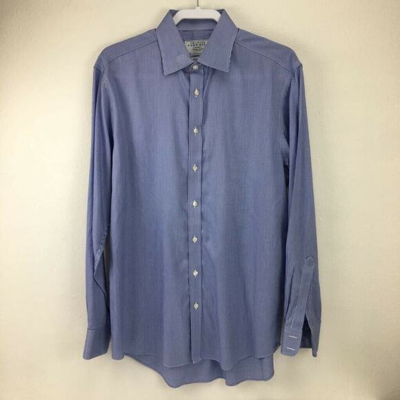 Charles Tyrwhitt Mens Dress Shirt Blue White Striped Collared Non Iron 16-36 - Picture 1 of 7